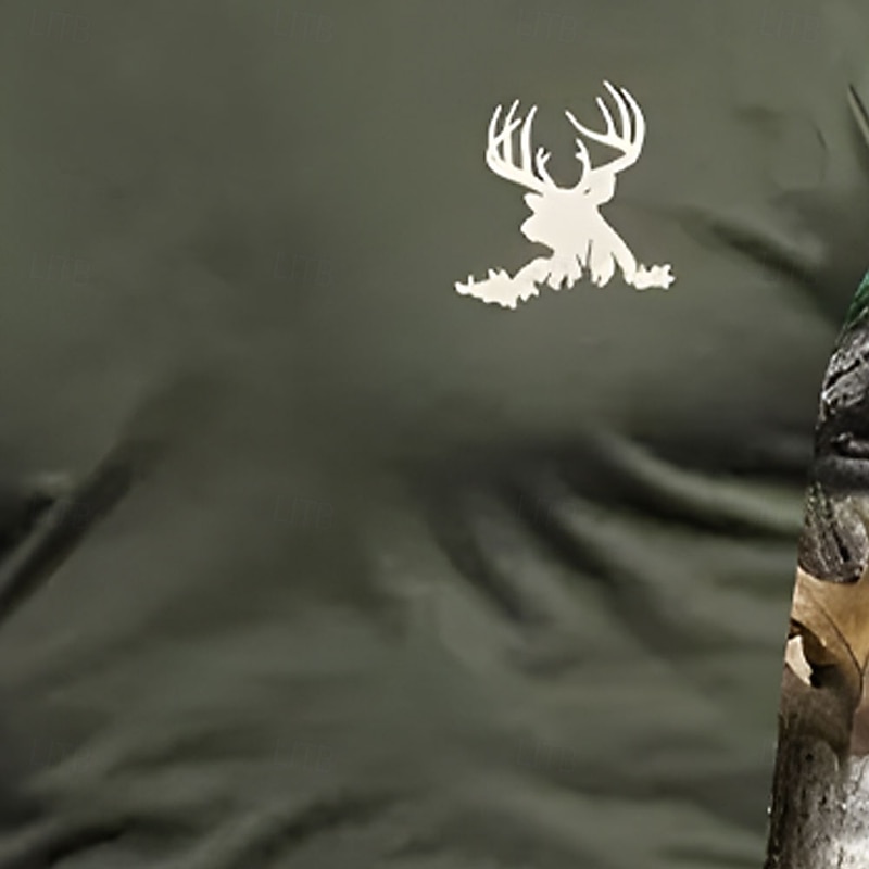 Men's Graphic Elk Zip Polo Short Sleeve Turndown Casual Daily Outdoor Athleisure Casual Daily Zipper Summer Army Green2