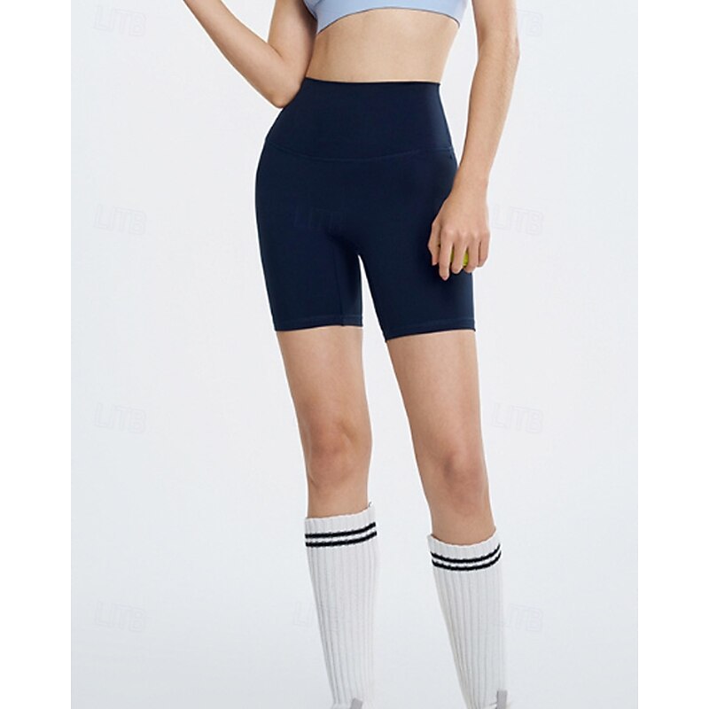 Women's Solid Colored Cycling Bib Shorts Tennis Shorts Wide Waistband Quick Dry Pilates Tennis Pickleball Leggings Bottoms Navy Black Pink Tennis Clothing2