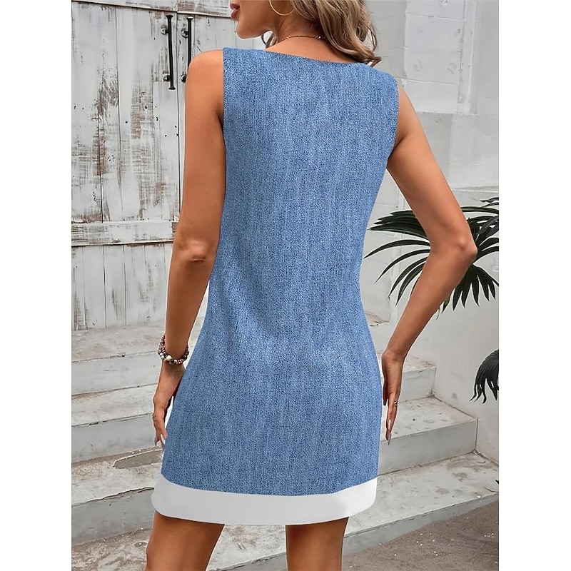 Women's Mini Dress Sundress A Line Dress Summer Dress Vacation Casual Daily Regular Fit Floral Graphic Sleeveless U Neck Navy Blue Blue Summer2
