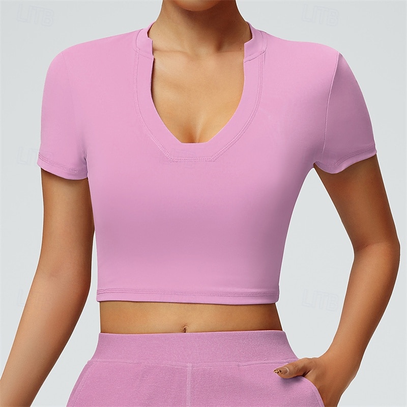 Women's Solid Colored Sport Shirt Tennis Shirt Tennis Top Moisture Wicking Breathable Tennis Golf Pickleball V Neck Black Pink Purple Tennis Clothing