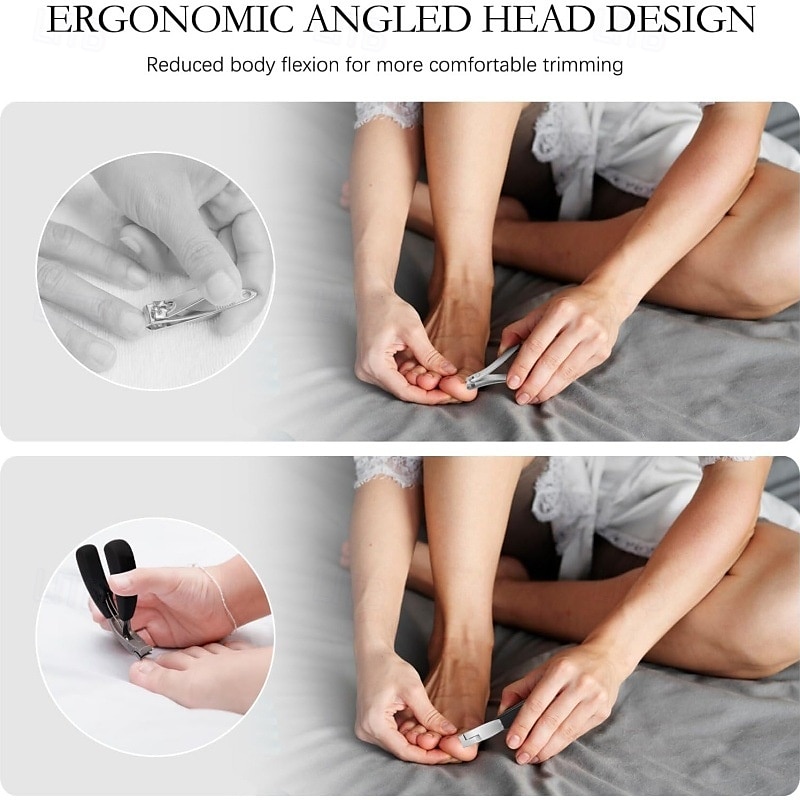 4pcs/set Nail Clippers for Seniors, Wide Jaw Fingernail Clippers and Angled Head Toenail Clippers for Thick Nail, Professional German Nail Clippers for Men, Women&Pregnant4