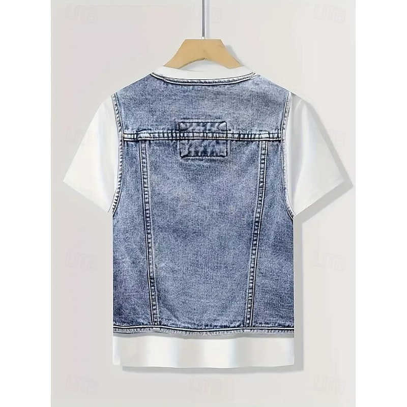 Women's T Shirt Graphic Vintage Stylish Western Short Sleeve Crew Neck Round Neck Regular Tops Daily Going out Weekend Print Blue Summer Spring4