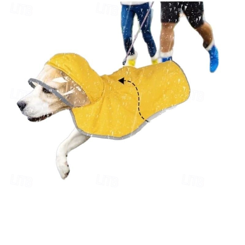 Dog Raincoat with Hood Collar Hole 100% Waterproof Ultra-Light Breathable Rainwear Rain Jacket with Safe Reflective Strips for Medium to Large Dog2