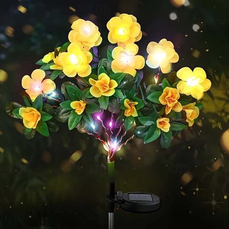 1PC 1 W LED Solar Lights Pathway Lights & Lanterns Solar Powered 2 Modes Decorative Red Yellow Purple 3 V Outdoor Lighting Courtyard Garden 42 LED Beads Christmas Thanksgiving Day3