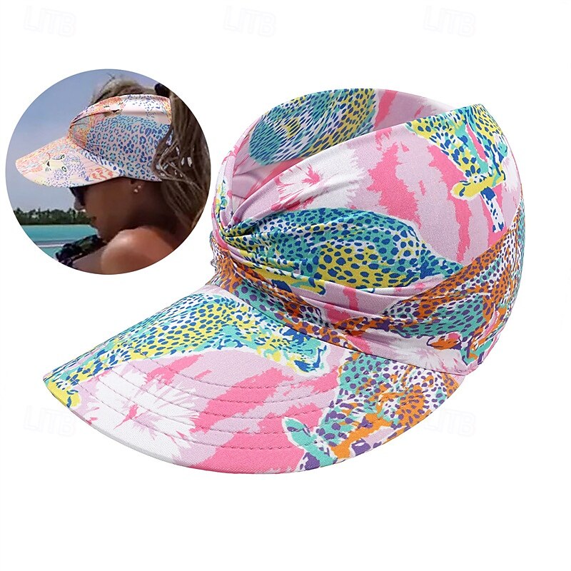 Tennis Sport Visor Sun Visor Women's Graphic Adjustable Breathable Moisture Wicking for Tennis Baseball Running Summer Dark Pink Pink Khaki4