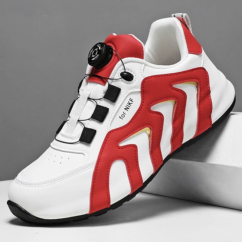 Men's White and Red Sports Sneakers with Boa Closure - High-performance, Stylish, Ideal for Running, Gym and Casual Wear