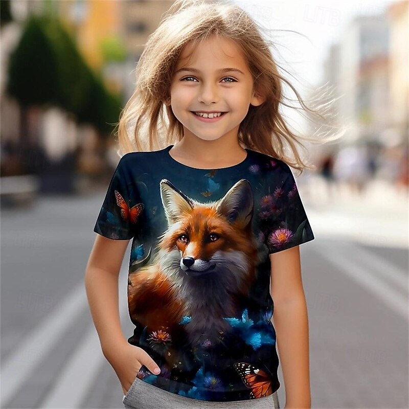Girls' 3D Animal T shirt Tee Short Sleeve Summer Spring Fashion Basic Kids 4-12 Years Crew Neck Outdoor Casual Daily Regular Fit2