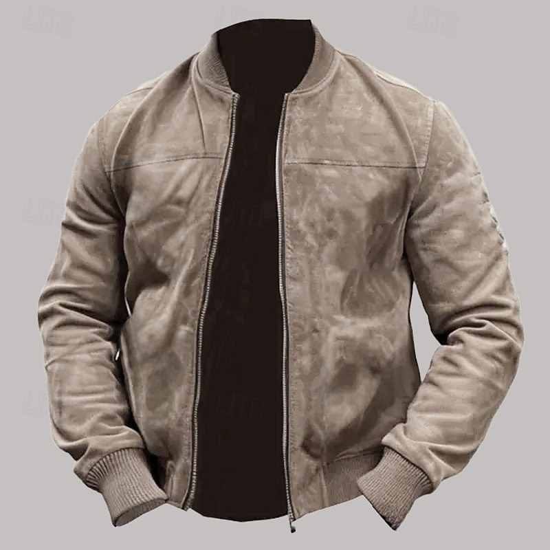 Men's Bomber Jacket Transition Jacket Daily Windbreaker Pocket All Seasons Plain Casual Stand Collar Regular Black Brown Army Green Dark Blue Light Blue Jacket3