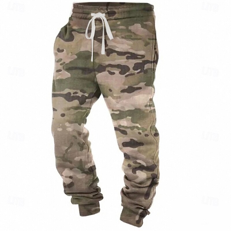 Camouflage Camo / Camouflage Casual Men's 3D Print Sweatpants Joggers Pants Trousers Outdoor Street Casual Daily Polyester Green Khaki Gray S M L Mid Waist Elasticity Pants3