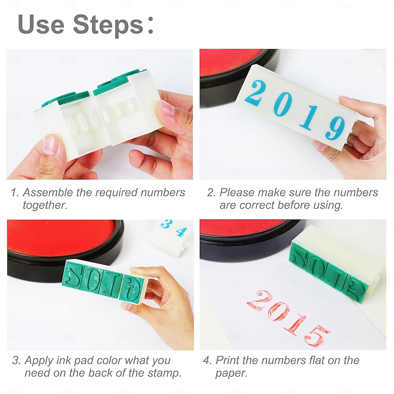 Rubber Head Number Stamp Set - Large Detachable 0-9 Digits Arabic Numerals Stamps Combination Number Stamp for DIY Craft Card Making4
