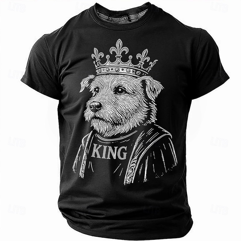King Charles Alpha Dog Men's Animal T Shirt Short Sleeve T shirt 3D Print Crew Neck Shirt Fashion Daily Basic Street Casual Daily Black Green Summer Spring All Seasons Clothing Apparel