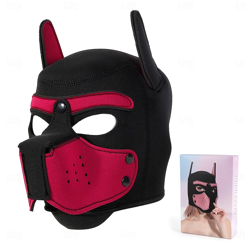 Neoprene Puppy Hood Pup Play Dog Hood Mask for Adults - BDSM Dog Mask with Removable Muzzle for Pet Play & Costume Events Pride Parade LGBTQ