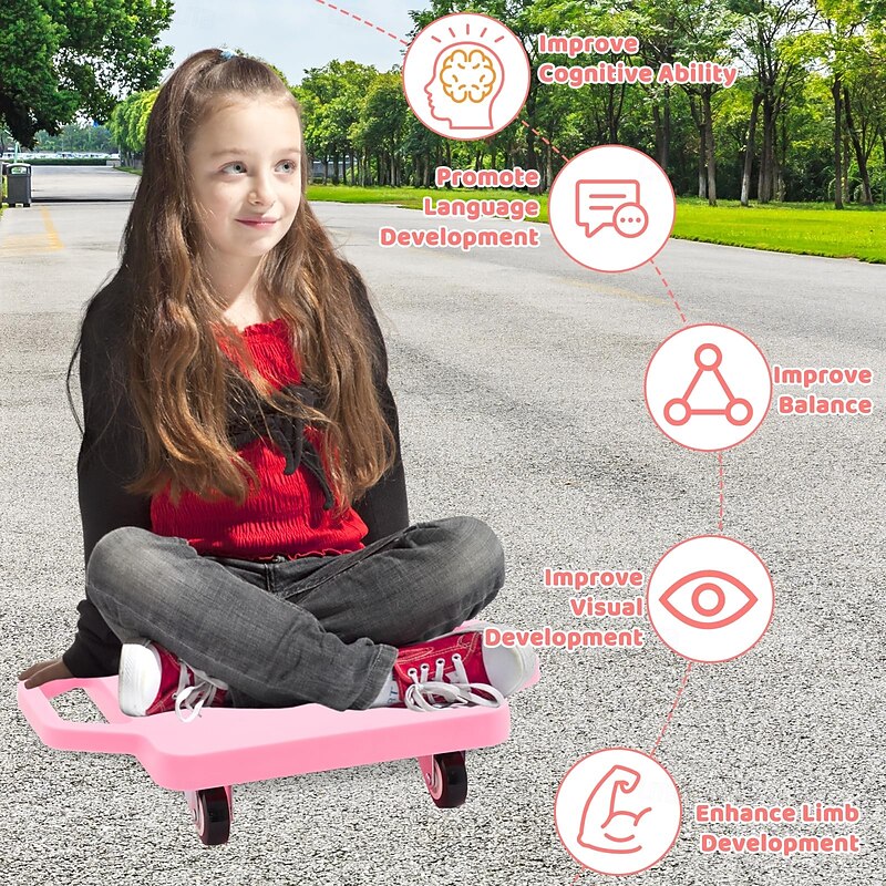 Kids Manual Sport Scooter with Handles & Universal Wheels - Safety Plastic Scooter for Ages 6-124