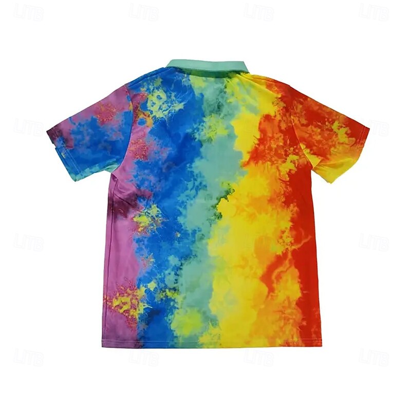 Pride Month Men's Rainbow Polo Short Sleeve Polo Shirts Collared Shirts Casual Outdoor Daily Wear Festival Outfit 3D Print Summer Rainbow2