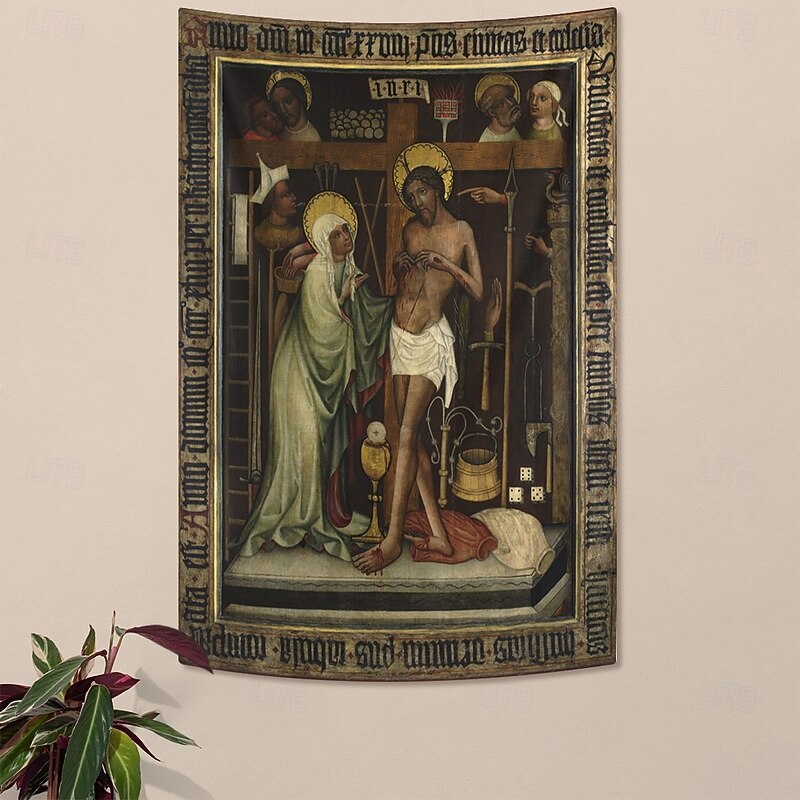 Medieval Tapestry Middle Age Tapestry Religious Art Large Mural Decor Photograph Backdrop Home Bedroom Living Room Decoration Votive image from Brzeg Christ tormented,the instruments of the passion3