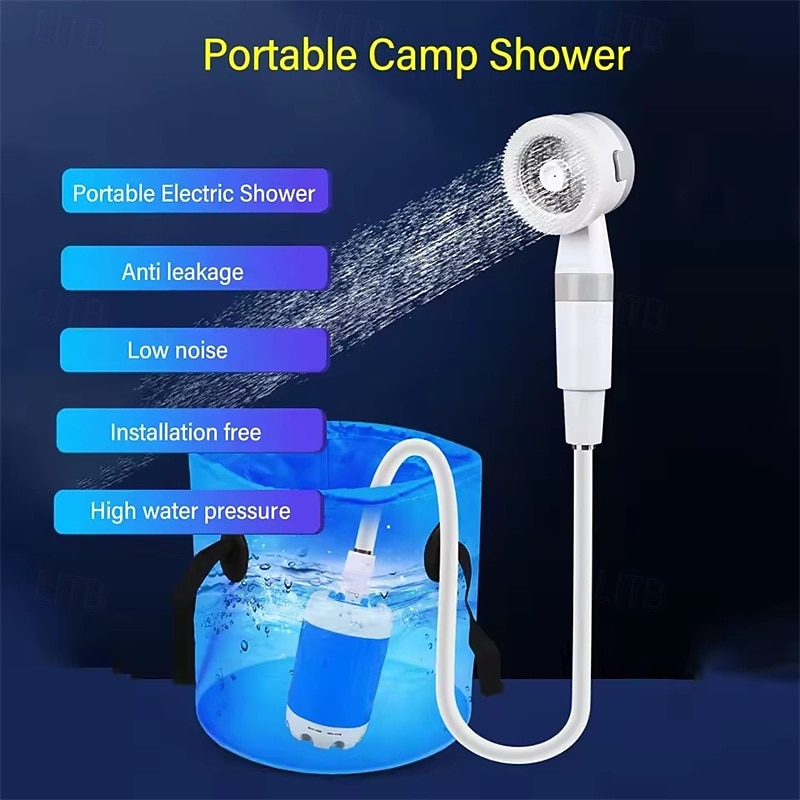 Portable Shower for Camping Rechargeable Electric Shower Pump Outdoor Camp Shower for Hiking Traveling