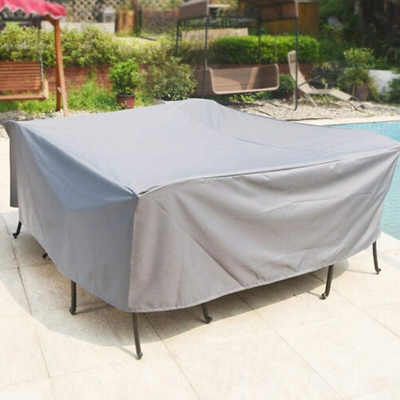 Patio Furniture Cover  210d Oxford Cloth Outdoor Silver Furniture Cover Garden Waterproof Cover Courtyard Table And Chair Combination Dust Cover