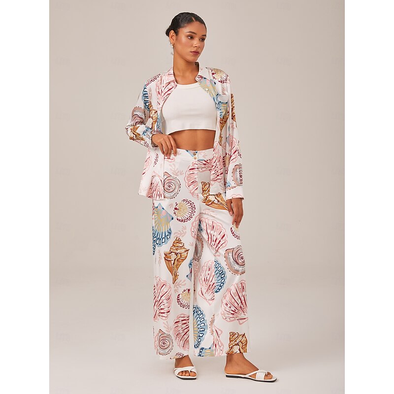 Shell Print Button Down Relaxed Long Sleeve Shirt2