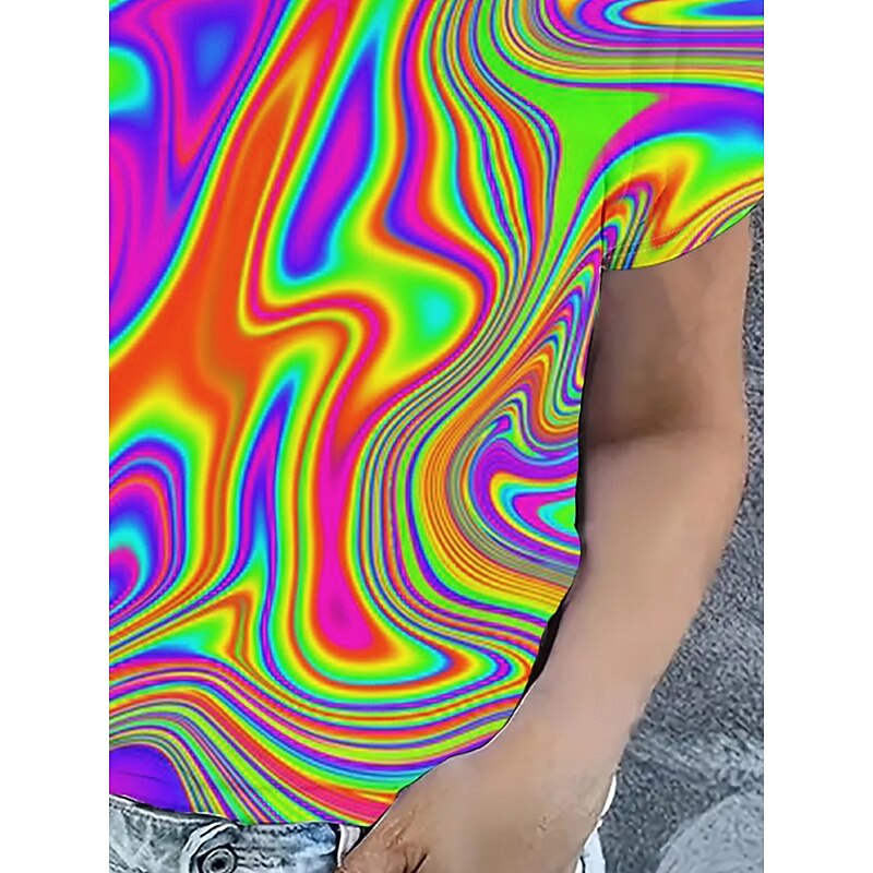Women's T Shirt Summer Tops Graphic 3D Classic Casual Short Sleeve Crew Neck Crop Tops Daily Weekend Print Rainbow Summer Spring Fall4