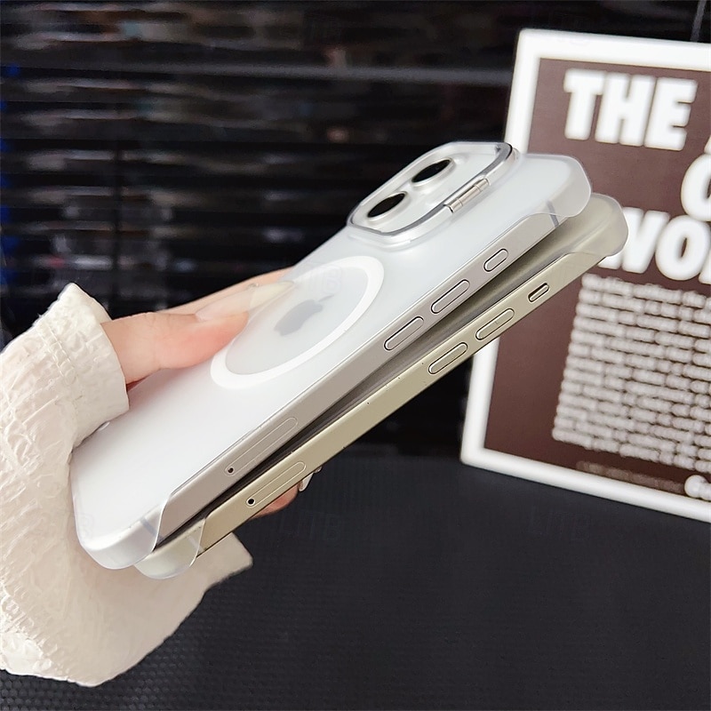 Phone Case For iPhone 16 15 Pro Max 16e Back Cover Magnetic Adsorption Translucent Magnetic Support Wireless Charging PC3