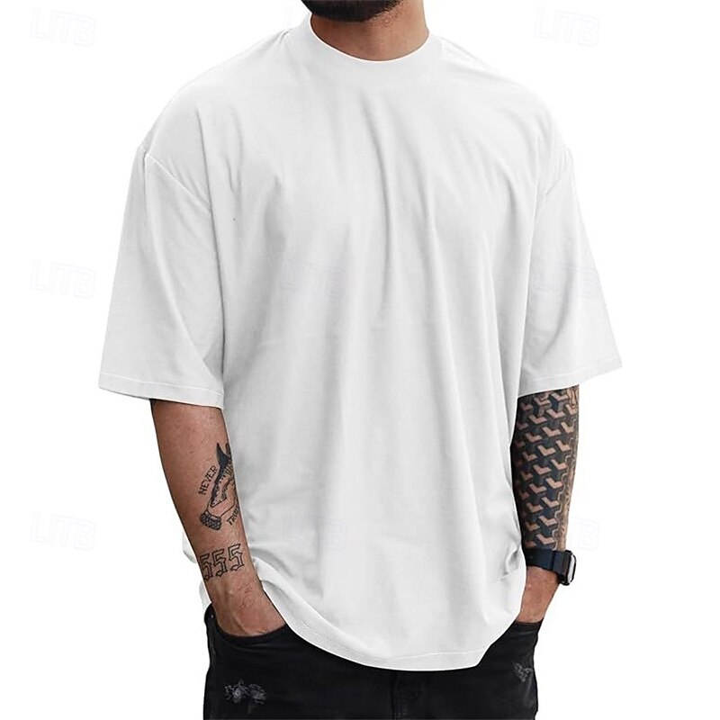 Men's T Shirt Tee Short Sleeve Shirt Tee Top Short Sleeve Crew Neck Summer Plain Fashion Designer Basic Classic Vacation Street Going out Black White Yellow Top Tee for Men2
