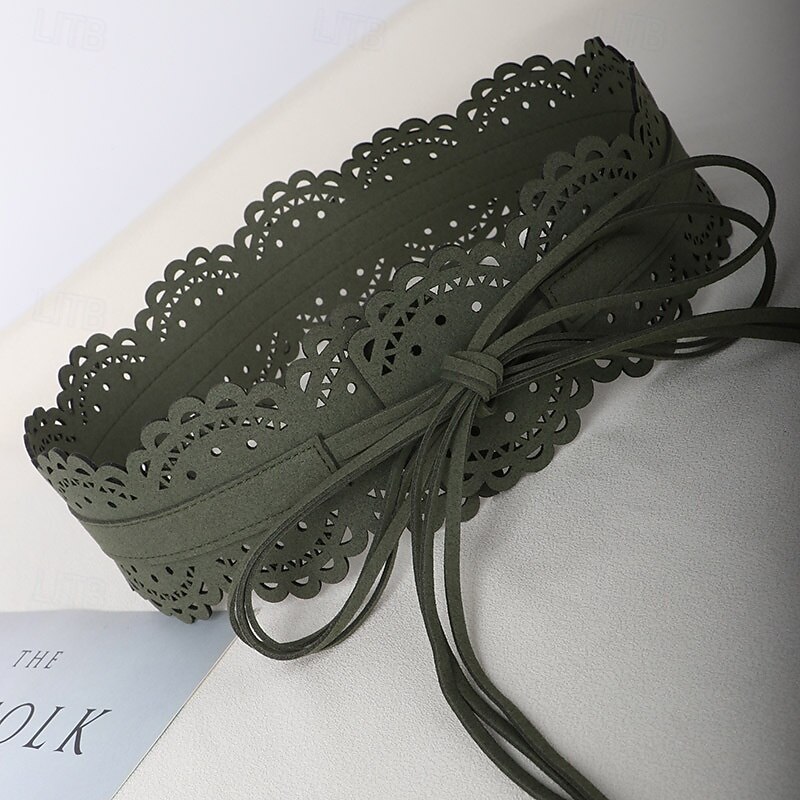 Women's Belt PU Black Army Green Camel Coffee Waist Belt Street Daily Pure Color4