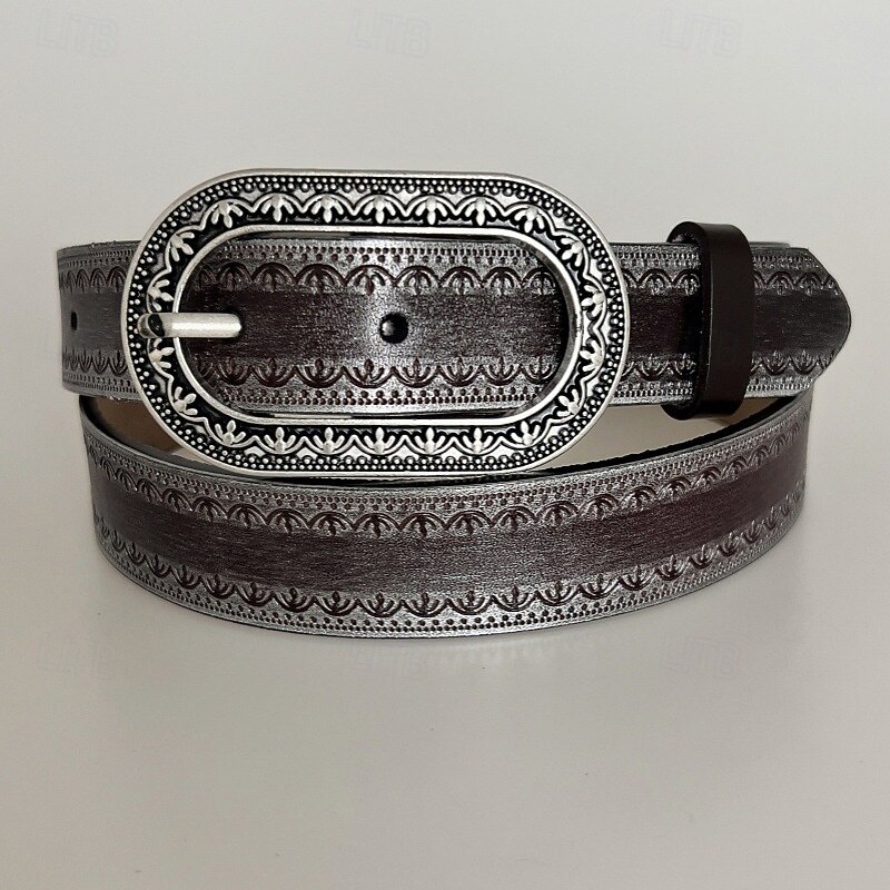 Women's Belt PU Black Light Brown Brown Coffee Gray Waist Belt Holiday Date Floral4
