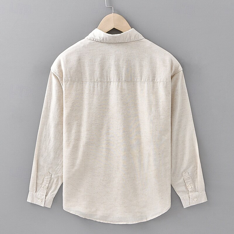 Men's Shirt Linen Shirt Casual Shirt Button Up Shirt Cotton Shirt Plain Vacation Hawaiian White Pink Navy Blue Blue Long Sleeve Lapel Spring Fall Clothing Apparel2