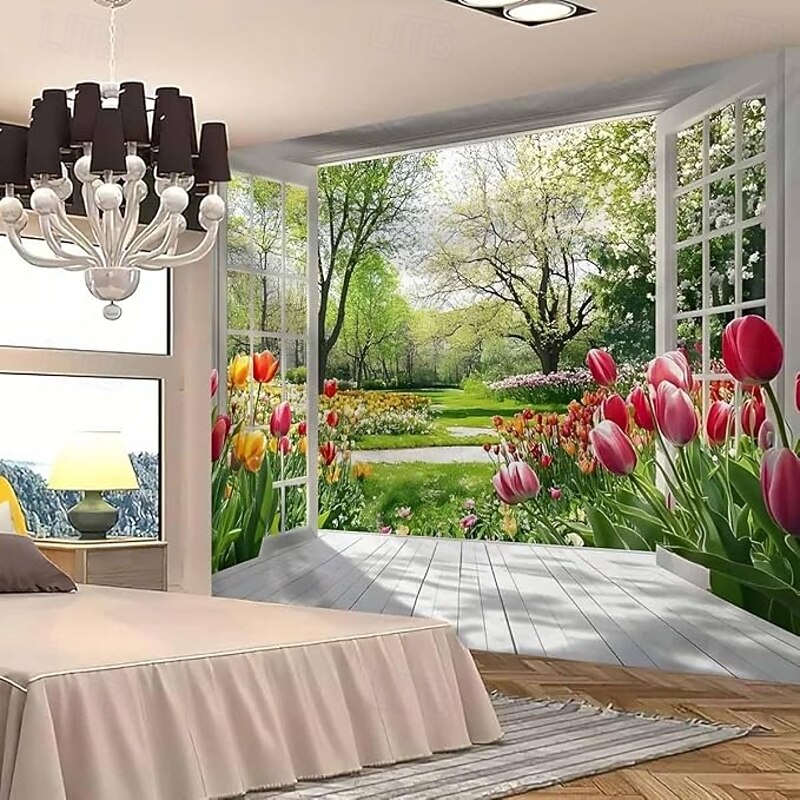 Landscape Flowers Hanging Tapestry Wall Art Large Tapestry Mural Decor Photograph Backdrop Blanket Curtain Home Bedroom Living Room Decoration2
