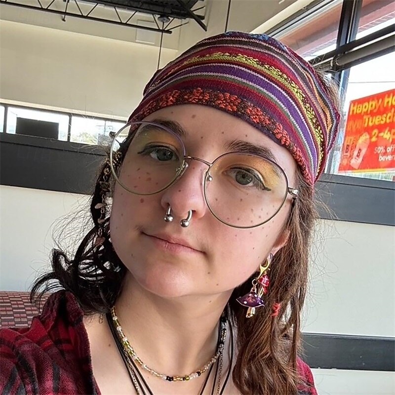 Boho Headbands for Women Girls Wide Hippie Hair Accessories Colorful Stripe Head Bands for Women's Hair Fashion Hairbands Turban Headwraps Non Slip3