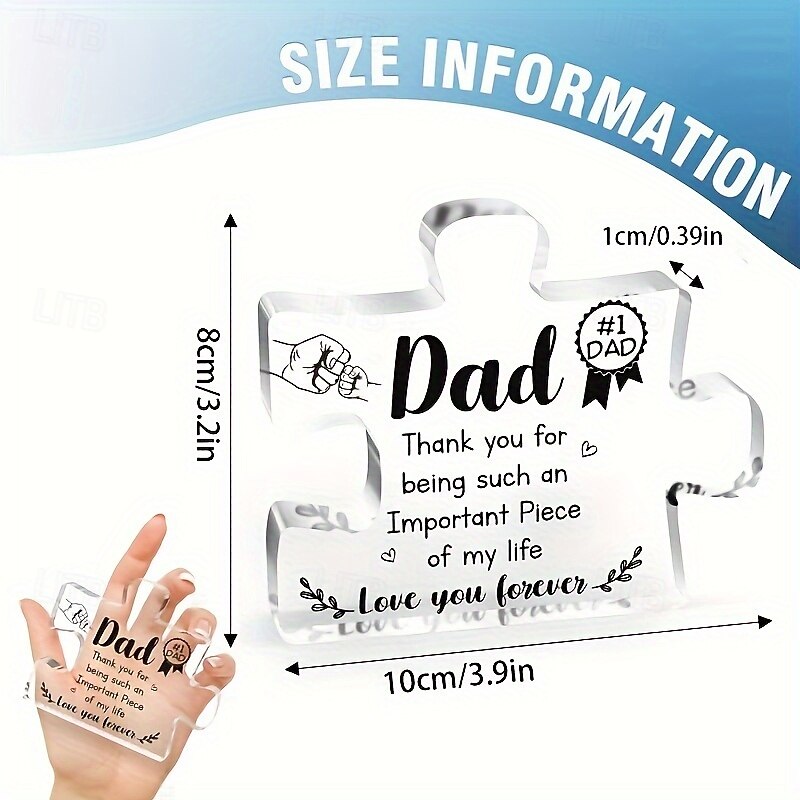 Dad Gift from Daughter or Son, Acrylic Puzzle Plaque Home Decor, Unique Father's Day Gift, Elegant Keepsake Sign for Dad2