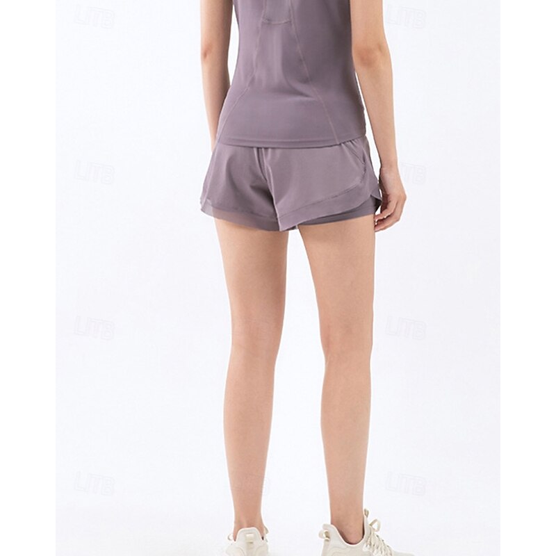 US Open Women's Solid Colored Running Shorts Sports Shorts Tennis Shorts Bike Shorts Pocket 2 in 1 High Waist Quick Dry Moisture Wicking Breathable Tennis Golf Pickleball Black White Pink Tennis3