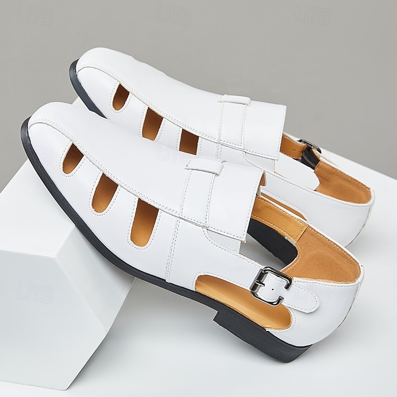 Men's White Sandals with Open-Toe Design, Adjustable Strap, and Breathable Upper - Perfect for Summer Days, Beach Vacations and Casual Outings2