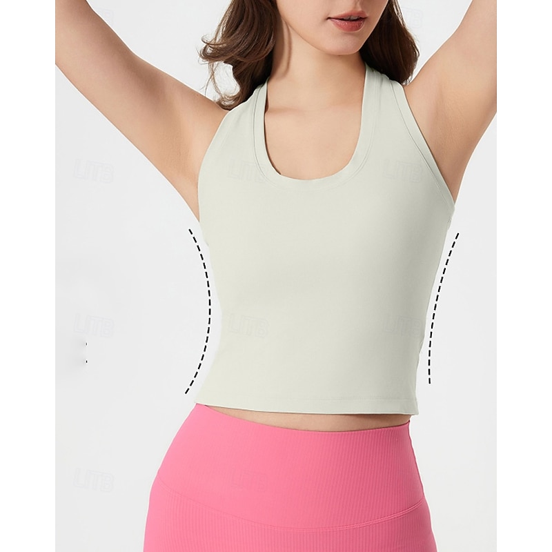 Women's Solid Colored Workout Tank Top Sports Tank Top Tennis Tank Top Tennis Tank Tops Sleeveless Backless Shockproof Breathable Tennis Golf Pickleball Round Neck Dark Grey Black White Tennis