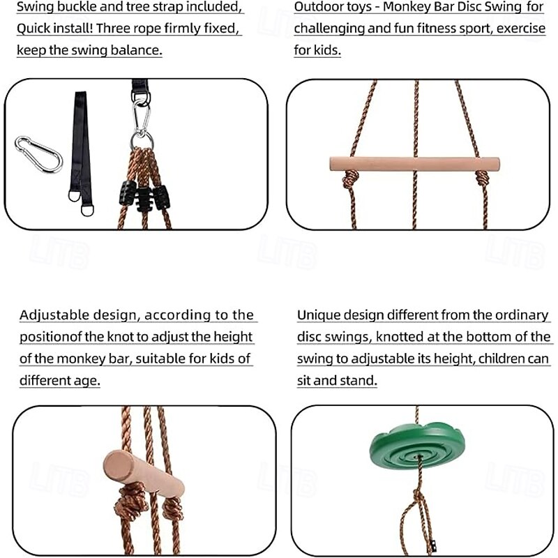 Children's Disc Swing Swing Game Accessories 7-foot Adjustable Gym Jumpsuit Backyard Tree Hanging Chair Outdoor Gaming Equipment3