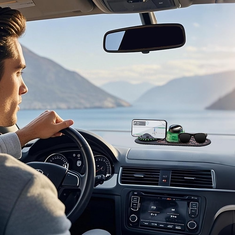 Multifunction Car Anti-Slip Mat, New Multifunctional Car Dashboard Mobile Phone Holder, Auto Universal Rotatable Anti Skid Car Dashboard Pad with Temporary Parking Number3