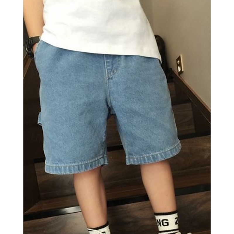 Kids Boys Shorts Solid Color Breathable Soft Comfort Shorts School Cool Basic Black Blue Mid Waist2