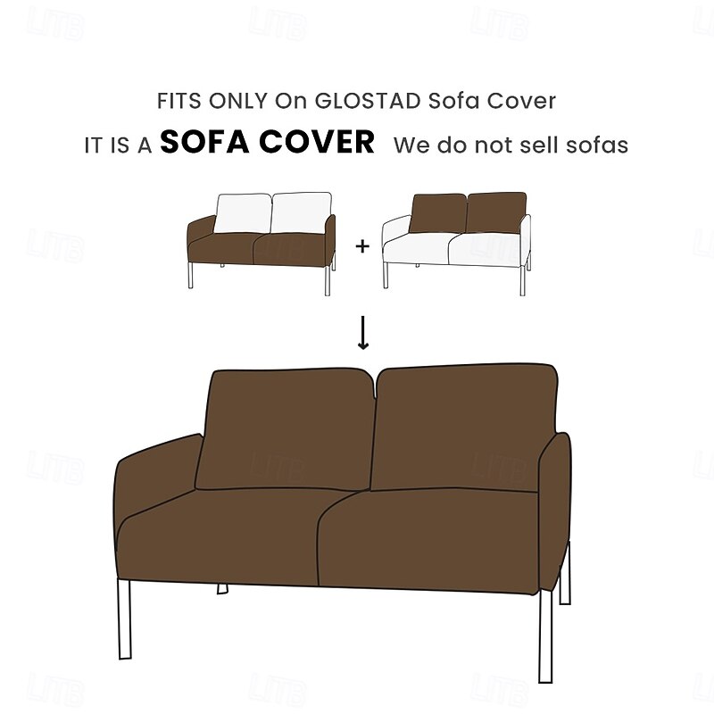 Velvet Sofa Cover Suitable For GLOSTAD Sofa Solid Color Quilted Slipcovers2