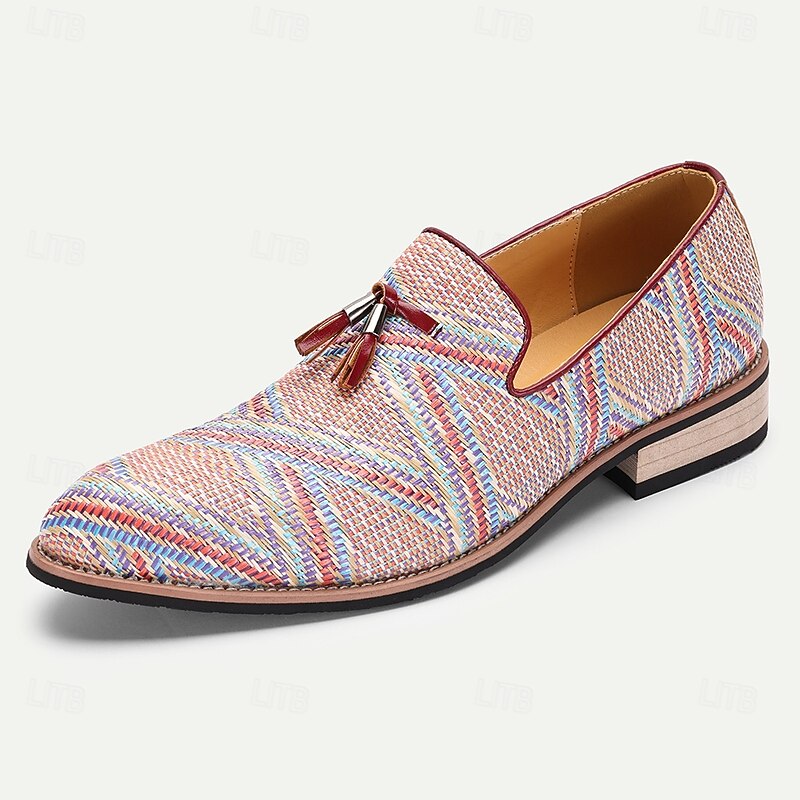 Men's Multicolor Woven Loafers with Tassel Detail – Trendy Casual Shoes for Day Outings and Relaxed Events3