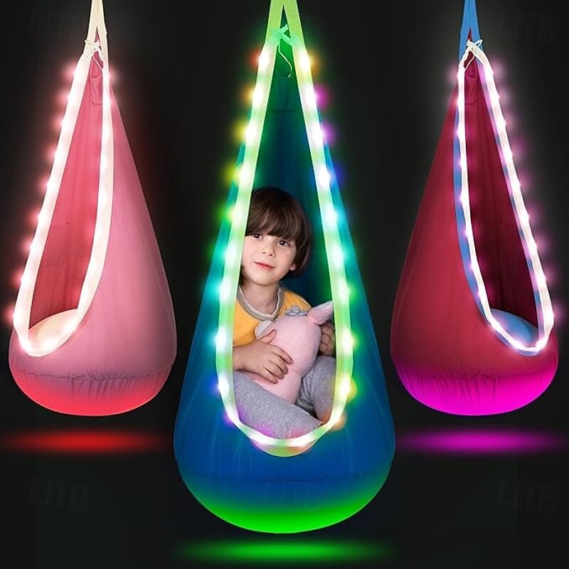 The swing with lights provides adjustable lighting effects making it perfect for indoor and outdoor use. Easy to install suitable for toys with autism