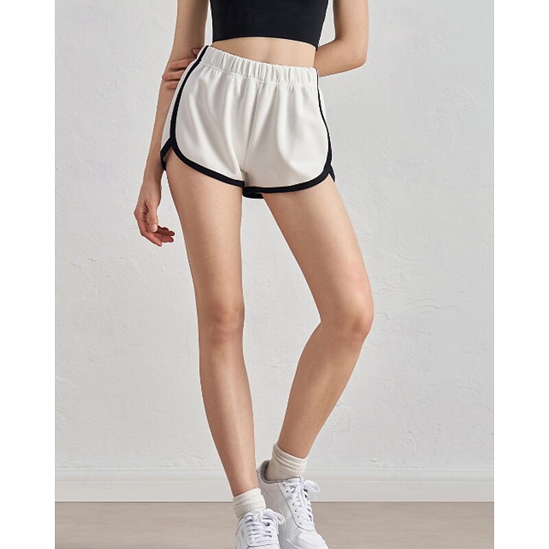 Women's Patchwork Tennis Shorts Ruched Contrast Binding Breathable Tennis Golf Pickleball Black White Brown Tennis Clothing4