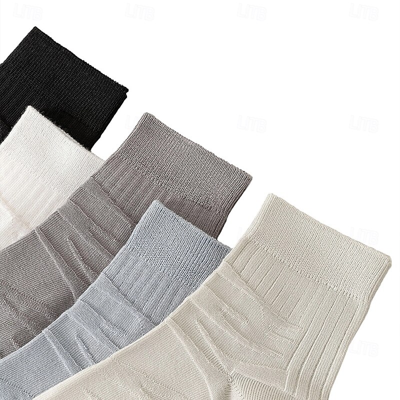 Men 1 Pair Socks Black White Color Plain School Formal Outdoor Plain Thin Summer Daily Casual2