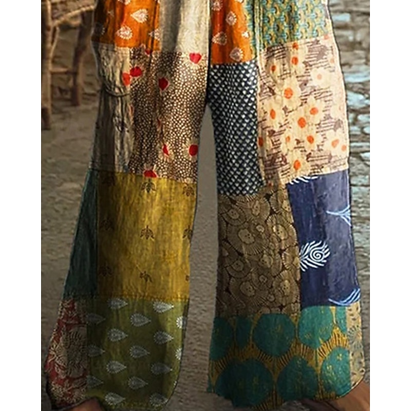 Women's Normal Jumpsuit Casual Color Block Sleeveless Wide Leg Round Neck Patchwork Street Daily Regular Fit Orange Summer3