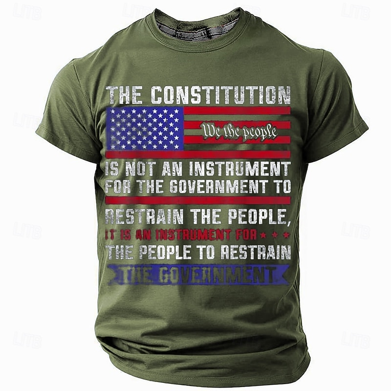 Patriotic T Shirts For Men American US Flag T Shirt Short Sleeve T shirt 3D Print Crew Neck Round Neck Shirt Fashion Daily Basic Street Casual Daily Black Green Gray Summer Spring Clothing Apparel S