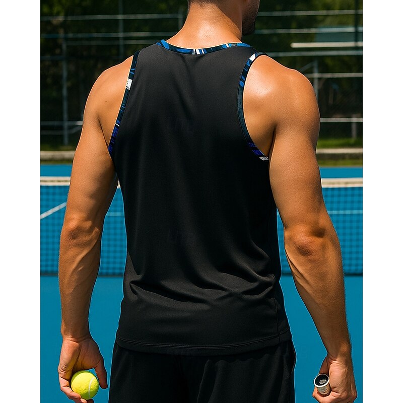 Men's Abstract Art Tennis Top Sleeveless Printing Quick Dry Breathable Tennis Golf Pickleball U Neck Vest / Gilet Blue Tennis Clothing2