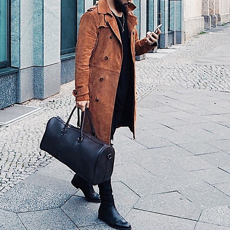 Men's Summer Jacket Transition Jacket Trench Coat Vacation Daily Spring Fall Polyester Soft Outerwear Clothing Apparel Fashion Classic Plain Pocket Lapel Double Breasted2