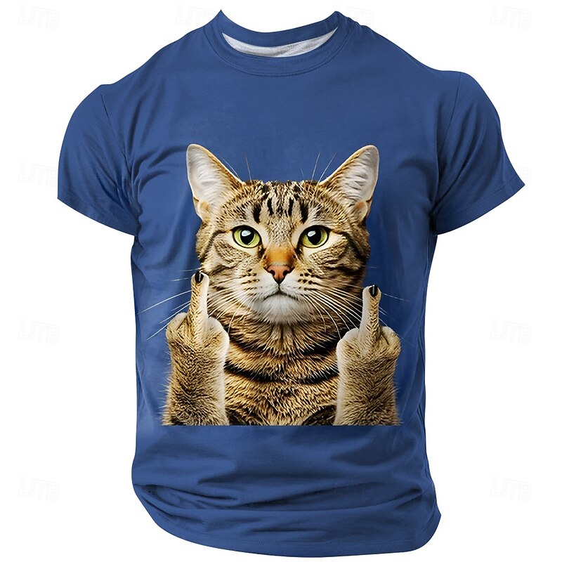 Men's Animal Funny T Shirt Short Sleeve T shirt 3D Print Crew Neck Shirt Fashion Exaggerated Daily Party Street Casual White Blue Green Summer Spring All Seasons Clothing Apparel S M L XL XXL XXXL