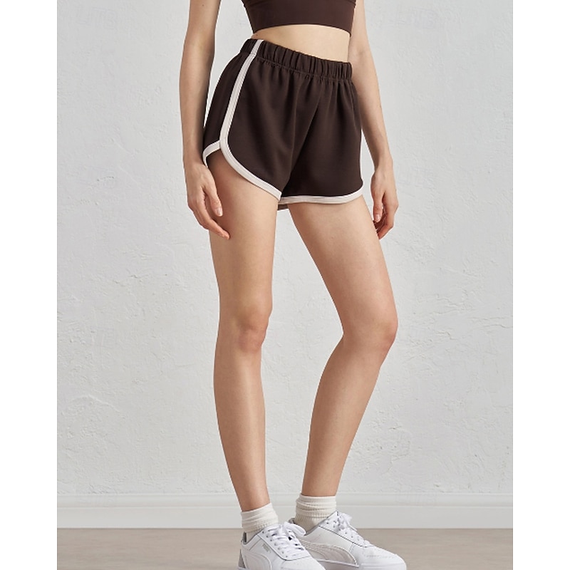 Women's Patchwork Tennis Shorts Ruched Contrast Binding Breathable Tennis Golf Pickleball Black White Brown Tennis Clothing2