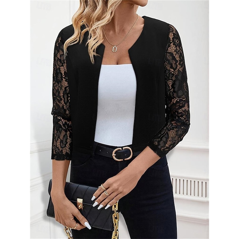 Women's Wrap Elegant 3/4 Length Sleeve Lace Wedding Wraps With Pure Color For Wedding Summer2