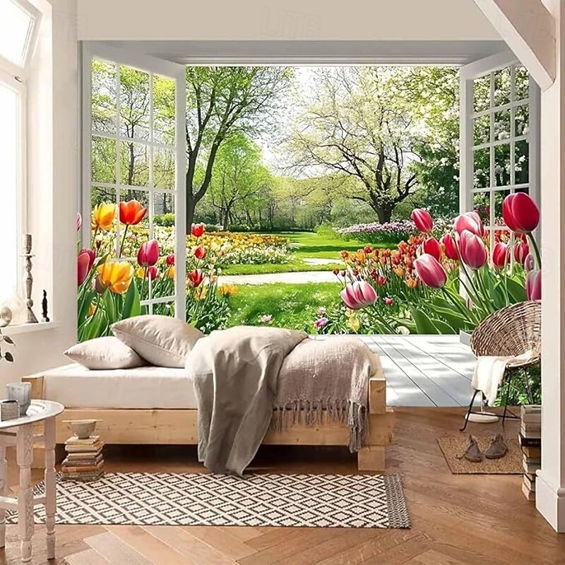 Landscape Flowers Hanging Tapestry Wall Art Large Tapestry Mural Decor Photograph Backdrop Blanket Curtain Home Bedroom Living Room Decoration4